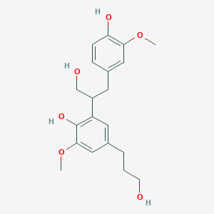 molecular formula C20H26O6 B3029091 2-[1-Hydroxy-3-(4-hydroxy-3-methoxyphenyl)propan-2-yl]-4-(3-hydroxypropyl)-6-methoxyphenol CAS No. 5234-70-8