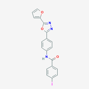 molecular formula C19H12IN3O3 B302910 N-{4-[5-(2-furyl)-1,3,4-oxadiazol-2-yl]phenyl}-4-iodobenzamide 
