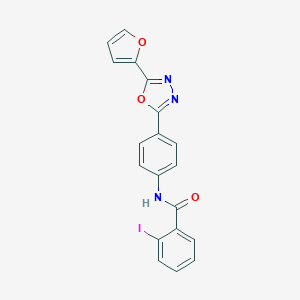 molecular formula C19H12IN3O3 B302911 N-{4-[5-(2-furyl)-1,3,4-oxadiazol-2-yl]phenyl}-2-iodobenzamide 