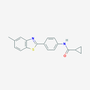 molecular formula C18H16N2OS B302912 N-[4-(5-methyl-1,3-benzothiazol-2-yl)phenyl]cyclopropanecarboxamide 