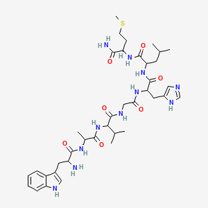 molecular formula C38H57N11O7S B3029152 2-[[2-[[2-[[2-[2-[[2-amino-3-(1H-indol-3-yl)propanoyl]amino]propanoylamino]-3-methylbutanoyl]amino]acetyl]amino]-3-(1H-imidazol-5-yl)propanoyl]amino]-N-(1-amino-4-methylsulfanyl-1-oxobutan-2-yl)-4-methylpentanamide CAS No. 55749-98-9