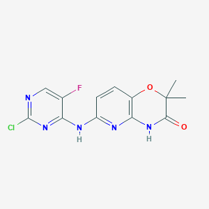molecular formula C13H11ClFN5O2 B3029199 6-((2-氯-5-氟嘧啶-4-基)氨基)-2,2-二甲基-2H-吡啶并[3,2-b][1,4]恶嗪-3(4H)-酮 CAS No. 575484-83-2