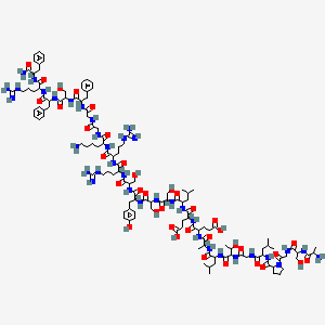 (4S)-5-[[(2S)-1-[[(2S)-1-[[(2S)-1-[[(2S)-1-[[(2S)-1-[[(2S)-1-[[(2S)-1-[[(2S)-1-[[(2S)-6-amino-1-[[2-[[2-[[(2S)-1-[[(2S)-1-[[(2S)-1-[[(2S)-1-[[(2S)-1-amino-1-oxo-3-phenylpropan-2-yl]amino]-5-carbamimidamido-1-oxopentan-2-yl]amino]-1-oxo-3-phenylpropan-2-yl]amino]-3-hydroxy-1-oxopropan-2-yl]amino]-1-oxo-3-phenylpropan-2-yl]amino]-2-oxoethyl]amino]-2-oxoethyl]amino]-1-oxohexan-2-yl]amino]-5-carbamimidamido-1-oxopentan-2-yl]amino]-5-carbamimidamido-1-oxopentan-2-yl]amino]-3-hydroxy-1-oxopropan-2-yl]amino]-3-(4-hydroxyphenyl)-1-oxopropan-2-yl]amino]-3-hydroxy-1-oxopropan-2-yl]amino]-3-hydroxy-1-oxopropan-2-yl]amino]-4-methyl-1-oxopentan-2-yl]amino]-4-carboxy-1-oxobutan-2-yl]amino]-4-[[(2S)-2-[[(2S)-2-[[(2S,3R)-2-[[2-[[(2S)-2-[[(2S)-1-[2-[[(2S)-2-[[(2S)-2-aminopropanoyl]amino]-3-hydroxypropanoyl]amino]acetyl]pyrrolidine-2-carbonyl]amino]-4-methylpentanoyl]amino]acetyl]amino]-3-hydroxybutanoyl]amino]-4-methylpentanoyl]amino]propanoyl]amino]-5-oxopentanoic acid