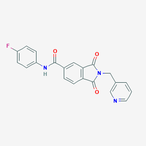 molecular formula C21H14FN3O3 B302926 N-(4-fluorophenyl)-1,3-dioxo-2-(3-pyridinylmethyl)-5-isoindolinecarboxamide 