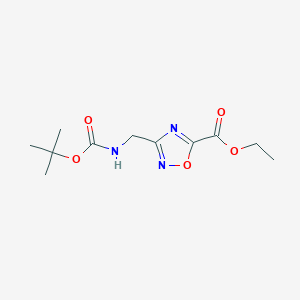 molecular formula C11H17N3O5 B3029293 3-((叔丁氧羰基氨基)甲基)-1,2,4-恶二唑-5-羧酸乙酯 CAS No. 612511-76-9