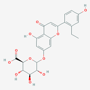 molecular formula C23H22O11 B3029319 Apigenin-7-O-glucuronide-6'-ethyl ester CAS No. 62268-42-2