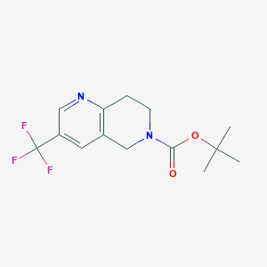 molecular formula C14H17F3N2O2 B3029331 tert-Butyl 3-(trifluoromethyl)-7,8-dihydro-1,6-naphthyridine-6(5H)-carboxylate CAS No. 624734-26-5