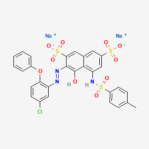 molecular formula C29H20ClN3Na2O10S3 B3029386 Disodium 3-[(5-chloro-2-phenoxyphenyl)azo]-4-hydroxy-5-[[(p-tolyl)sulphonyl]amino]naphthalene-2,7-disulphonate CAS No. 6416-66-6