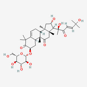 molecular formula C36H54O12 B3029422 (2R,8R,9S,10S,13S,14R,16S,17S)-17-[(E,2S)-2,6-Dihydroxy-6-methyl-3-oxohept-4-en-2-yl]-16-hydroxy-4,4,9,13,14-pentamethyl-2-[(2R,3S,4R,5R,6S)-3,4,5-trihydroxy-6-(hydroxymethyl)oxan-2-yl]oxy-2,7,8,10,12,15,16,17-octahydro-1H-cyclopenta[a]phenanthrene-3,11-dione CAS No. 65597-45-7