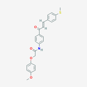 molecular formula C25H23NO4S B302958 2-(4-methoxyphenoxy)-N-(4-{3-[4-(methylsulfanyl)phenyl]acryloyl}phenyl)acetamide 