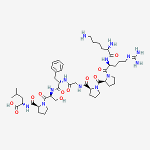 molecular formula C47H75N13O11 B3029593 (2S)-2-[[(2S)-1-[(2S)-2-[[(2S)-2-[[2-[[(2S)-1-[(2S)-1-[(2S)-2-[[(2S)-2,6-二氨基己酰基]氨基]-5-(二氨基亚甲基氨基)戊酰基]吡咯烷-2-羰基]吡咯烷-2-羰基]氨基]乙酰]氨基]-3-苯基丙酰]氨基]-3-羟基丙酰]吡咯烷-2-羰基]氨基]-4-甲基戊酸 CAS No. 71800-37-8