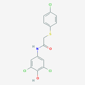 molecular formula C14H10Cl3NO2S B302961 2-[(4-chlorophenyl)sulfanyl]-N-(3,5-dichloro-4-hydroxyphenyl)acetamide 