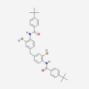 molecular formula C35H38N2O4 B302962 4-tert-butyl-N-(4-{4-[(4-tert-butylbenzoyl)amino]-3-hydroxybenzyl}-2-hydroxyphenyl)benzamide 