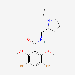 molecular formula C16H22Br2N2O3 B3029635 苯甲酰胺，3,5-二溴-2,6-二甲氧基-N-(1-乙基-2-吡咯烷基甲基)-，(R)-(+)- CAS No. 73220-00-5