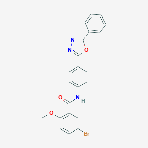 molecular formula C22H16BrN3O3 B302966 5-bromo-2-methoxy-N-[4-(5-phenyl-1,3,4-oxadiazol-2-yl)phenyl]benzamide 