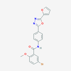 molecular formula C20H14BrN3O4 B302968 5-bromo-N-{4-[5-(2-furyl)-1,3,4-oxadiazol-2-yl]phenyl}-2-methoxybenzamide 