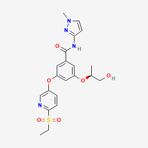 molecular formula C21H24N4O6S B3029692 苯甲酰胺，3-((6-(乙磺酰基)-3-吡啶基)氧基)-5-((1S)-2-羟基-1-甲基乙氧基)-N-(1-甲基-1H-吡唑-3-基)- CAS No. 752240-01-0
