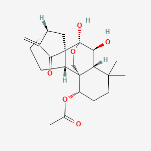 molecular formula C22H30O6 B3029721 [(1S,2S,5R,8S,9S,10S,11R,15S)-9,10-Dihydroxy-12,12-dimethyl-6-methylidene-7-oxo-17-oxapentacyclo[7.6.2.15,8.01,11.02,8]octadecan-15-yl] acetate CAS No. 76470-16-1