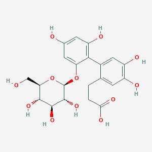 3-(2',4,4',5-Tetrahydroxy-6'-(((2S,3R,4S,5S,6R)-3,4,5-trihydroxy-6-(hydroxymethyl)tetrahydro-2H-pyran-2-yl)oxy)-[1,1'-biphenyl]-2-yl)propanoic acid