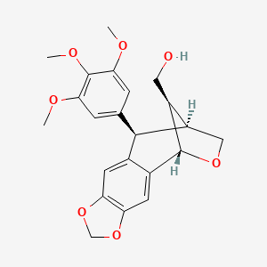molecular formula C22H24O7 B3029784 5,6,7,8-Tetrahydro-8alpha-(3,4,5-trimethoxyphenyl)-5beta,7beta-(epoxymethano)naphtho[2,3-d]-1,3-dioxole-6beta-methanol CAS No. 78391-86-3