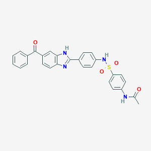 molecular formula C28H22N4O4S B302987 N-(4-{[4-(5-benzoyl-1H-benzimidazol-2-yl)anilino]sulfonyl}phenyl)acetamide 