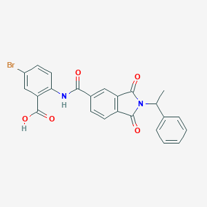 molecular formula C24H17BrN2O5 B302989 5-bromo-2-({[1,3-dioxo-2-(1-phenylethyl)-2,3-dihydro-1H-isoindol-5-yl]carbonyl}amino)benzoic acid 