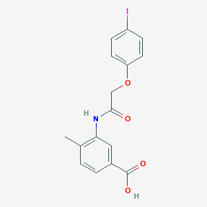 molecular formula C16H14INO4 B302992 3-{[(4-Iodophenoxy)acetyl]amino}-4-methylbenzoic acid 
