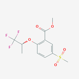 molecular formula C12H13F3O5S B3029945 5-Methylsulfonyl-2-[((R)-2,2,2-trifluoro-1-methylethyl)oxy]benzoic acid methyl ester CAS No. 845617-21-2