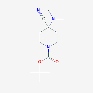 molecular formula C13H23N3O2 B3029981 叔丁基 4-氰基-4-(二甲氨基)哌啶-1-羧酸酯 CAS No. 849928-27-4