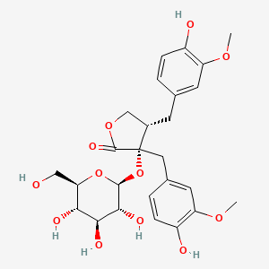 (3S,4S)-3,4-Bis(4-hydroxy-3-methoxybenzyl)-3-(((2S,3R,4S,5S,6R)-3,4,5-trihydroxy-6-(hydroxymethyl)tetrahydro-2H-pyran-2-yl)oxy)dihydrofuran-2(3H)-one