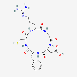 molecular formula C24H34N8O7S B3030072 2-[5-Benzyl-11-[3-(diaminomethylideneamino)propyl]-3,6,9,12,15-pentaoxo-8-(sulfanylmethyl)-1,4,7,10,13-pentazacyclopentadec-2-yl]acetic acid CAS No. 862772-11-0