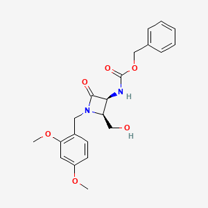 molecular formula C21H24N2O6 B3030076 benzyl ((2S,3S)-1-(2,4-dimethoxybenzyl)-2-(hydroxymethyl)-4-oxoazetidin-3-yl)carbamate CAS No. 86334-63-6
