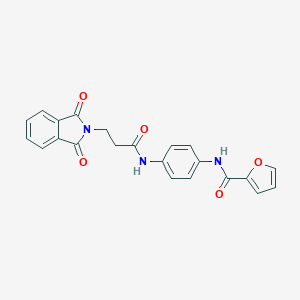 molecular formula C22H17N3O5 B303018 N-(4-{[3-(1,3-dioxo-1,3-dihydro-2H-isoindol-2-yl)propanoyl]amino}phenyl)furan-2-carboxamide 