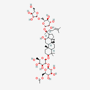 molecular formula C55H92O23 B3030188 [(2R,3S,4S,5R,6S)-6-[(2R,3R,4S,5S,6R)-2-[[(3S,5R,8R,9R,10R,12R,13R,14R,17S)-17-[(2S)-2-[(2S,3R,4S,5S,6R)-6-[[(2R,3R,4R,5S)-3,4-二羟基-5-(羟甲基)氧杂环己-2-基]氧甲基]-3,4,5-三羟基氧杂环己-2-基]氧基-6-甲基庚-5-烯-2-基]-12-羟基-4,4,8,10,14-五甲基-2,3,5,6,7,9,11,12,13,15,16,17-十二氢-1H-环戊[a]菲并蒽-3-基]氧基]-4,5-二羟基-6-(羟甲基)氧杂环己-3-基]氧基-3,4,5-三羟基氧杂环己-2-基]甲基乙酸酯 CAS No. 87733-66-2