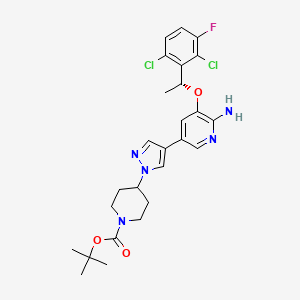 molecular formula C26H30Cl2FN5O3 B3030190 (R)-叔丁基 4-(4-(6-氨基-5-(1-(2,6-二氯-3-氟苯基)乙氧基)吡啶-3-基)-1H-吡唑-1-基)哌啶-1-羧酸酯 CAS No. 877399-51-4