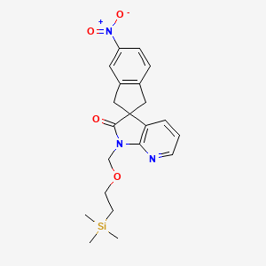 molecular formula C21H25N3O4Si B3030200 5-nitro-1'-((2-(trimethylsilyl)ethoxy)methyl)-1,3-dihydrospiro[indene-2,3'-pyrrolo[2,3-b]pyridin]-2'(1'H)-one CAS No. 879132-49-7