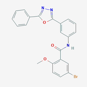 molecular formula C22H16BrN3O3 B303030 5-bromo-2-methoxy-N-[3-(5-phenyl-1,3,4-oxadiazol-2-yl)phenyl]benzamide 
