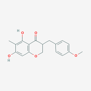 molecular formula C18H18O5 B3030314 2,3-Dihydro-3-(4-methoxybenzyl)-5,7-dihydroxy-6-methyl-4H-1-benzopyran-4-one CAS No. 88700-33-8