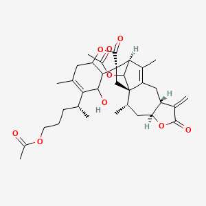 [(4R)-4-[(1'S,2'S,3S,4S,4'S,8'R,12'R)-15'-acetyloxy-4-hydroxy-2',6,11'-trimethyl-7'-methylidene-2,6'-dioxospiro[3a,4,7,7a-tetrahydro-1-benzofuran-3,13'-5-oxatetracyclo[10.2.1.01,10.04,8]pentadec-10-ene]-5-yl]pentyl] acetate