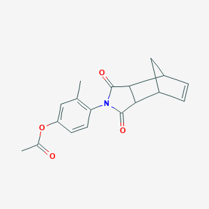 molecular formula C18H17NO4 B303035 4-(1,3-dioxo-1,3,3a,4,7,7a-hexahydro-2H-4,7-methanoisoindol-2-yl)-3-methylphenyl acetate 