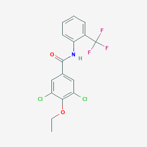 molecular formula C16H12Cl2F3NO2 B303043 3,5-dichloro-4-ethoxy-N-[2-(trifluoromethyl)phenyl]benzamide 