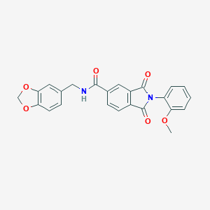 molecular formula C24H18N2O6 B303047 N-(1,3-benzodioxol-5-ylmethyl)-2-(2-methoxyphenyl)-1,3-dioxo-5-isoindolinecarboxamide 