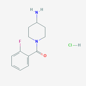 molecular formula C12H16ClFN2O B3030524 (4-氨基哌啶-1-基)(2-氟苯基)甲酮盐酸盐 CAS No. 915763-94-9