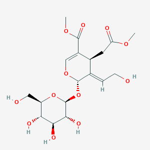 molecular formula C18H26O12 B3030540 methyl (4S,5E,6S)-5-(2-hydroxyethylidene)-4-(2-methoxy-2-oxoethyl)-6-[(2S,3R,4S,5S,6R)-3,4,5-trihydroxy-6-(hydroxymethyl)oxan-2-yl]oxy-4H-pyran-3-carboxylate CAS No. 91679-27-5