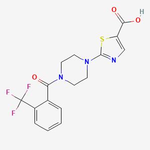 molecular formula C16H14F3N3O3S B3030545 2-(4-(2-(Trifluoromethyl)benzoyl)piperazin-1-yl)thiazole-5-carboxylic acid CAS No. 916888-64-7