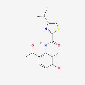 molecular formula C17H20N2O3S B3030580 N-(6-乙酰基-3-甲氧基-2-甲基苯基)-4-异丙基噻唑-2-甲酰胺 CAS No. 923289-20-7
