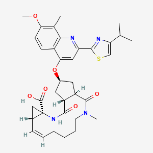 molecular formula C35H42N4O6S B3030583 (2R,3aR,10Z,11aS,12aR,14aR)-2,3,3a,4,5,6,7,8,9,11a,12,13,14,14a-Tetradecahydro-2-[[7-methoxy-8-methyl-2-[4-(1-methylethyl)-2-thiazolyl]-4-quinolinyl]oxy]-5-methyl-4,14-dioxocyclopenta[c]cyclopropa[g][1,6]diazacyclotetradecine-12a(1H)-carboxylic acid CAS No. 923604-58-4