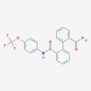 molecular formula C21H14F3NO4 B303060 2'-{[4-(Trifluoromethoxy)phenyl]carbamoyl}biphenyl-2-carboxylic acid 