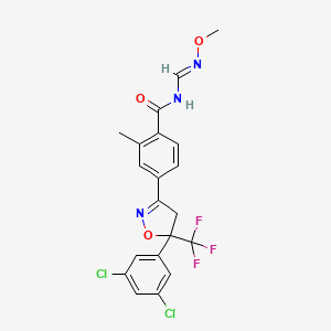 molecular formula C20H16Cl2F3N3O3 B3030603 4-[5-(3,5-dichlorophenyl)-5-(trifluoromethyl)-4,5-dihydro-1,2-oxazol-3-yl]-N-[(methoxyamino)methylidene]-2-methylbenzamide CAS No. 928783-29-3