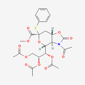 molecular formula C25H29NO12S B3030634 Methyl 5-Acetamido-7,8,9-tri-O-acetyl-5-N,4-O-carbonyl-3,5-dideoxy-2-S-phenyl-2-thio-D-glycero-beta-D-galacto-2-nonulopyranosylonate CAS No. 934591-76-1